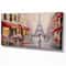 Designart - Lovers in Paris Eiffel Tower - Cityscapes Painting Print on Wrapped Canvas